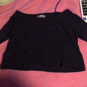 Hollister, long sleeve, cropped, navy blue sweater